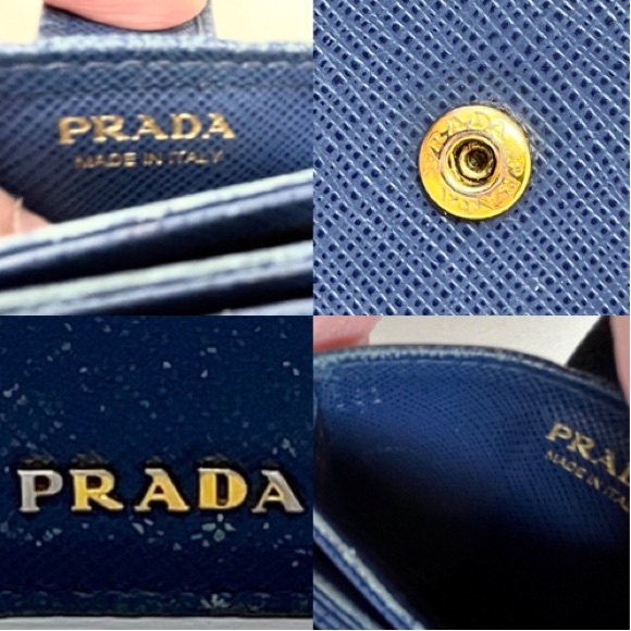 Prada Blue Saffiano Accordion 5 Slot Card Wallet - Picture 2 of 7